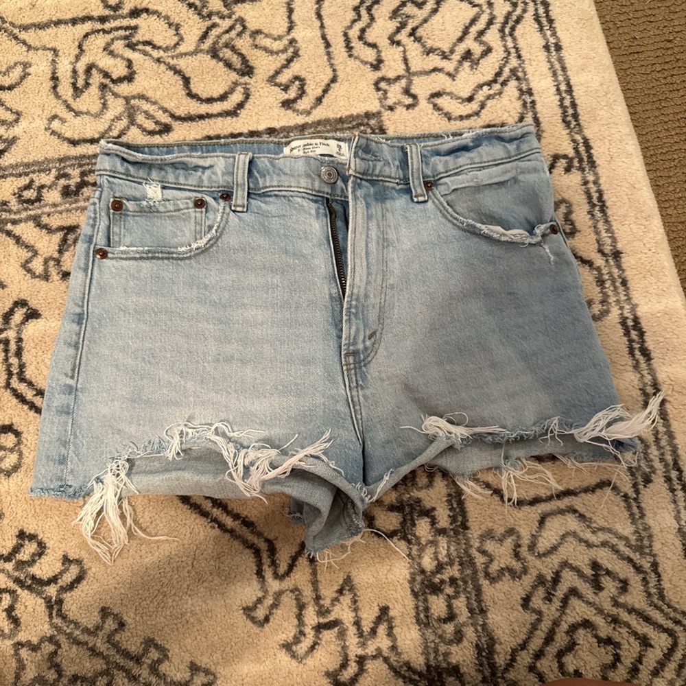 Abercrombie & Fitch Light Blue Frayed Jean Shorts